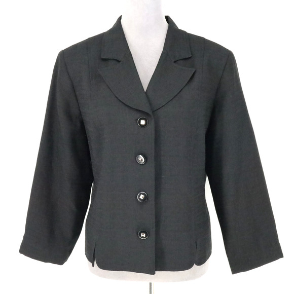 Appleseed's Jackets & Blazers - Appleseeds Jacket Petites 16P Black Woven Lined Blazer 4 Button Office Career